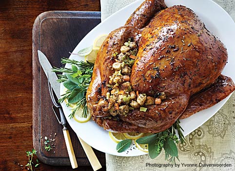 Pomegranate-Glazed Stuffed Roast Turkey