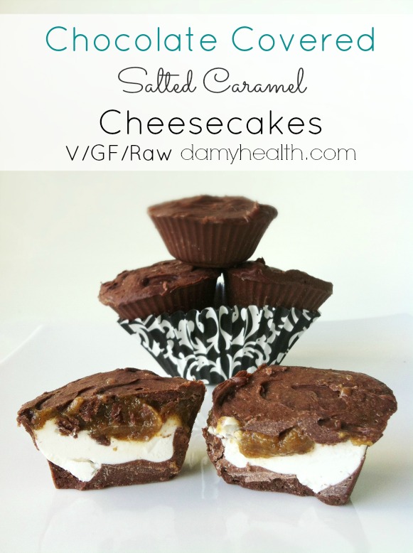 Chocolate Covered Salted Caramel Cheesecakes